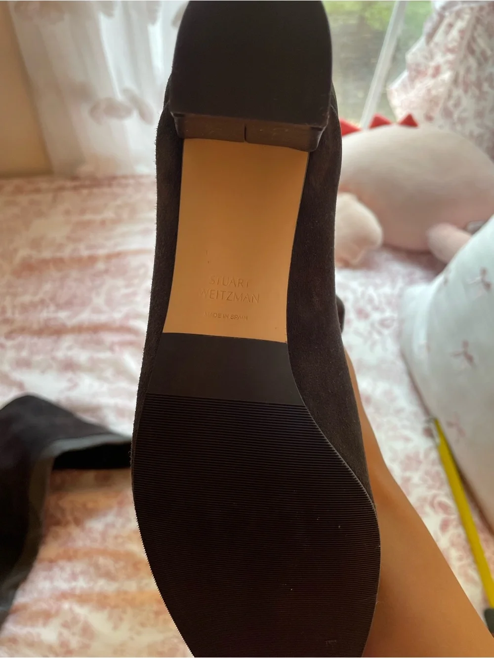Stuart Weitzman Black Knee-High Suede Boots with Side Zip